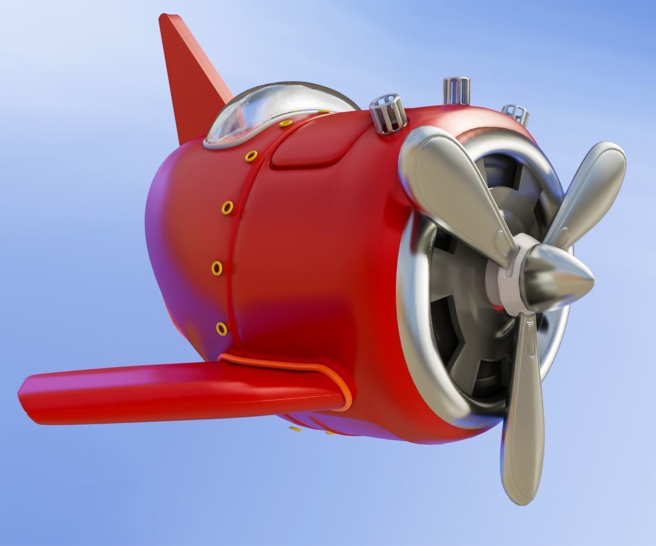 Cartoon Lowpoly Helicopter 3D Model Low-poly 3D model_3