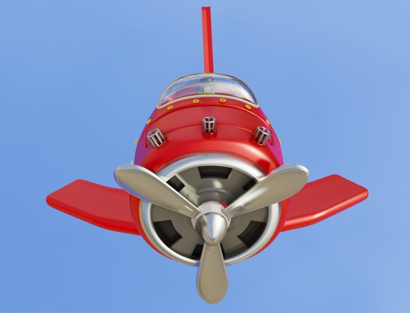 Cartoon Lowpoly Helicopter 3D Model Low-poly 3D model_15