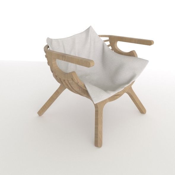 Wood armchair 3D model_2