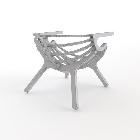 Wood armchair 3D model_6