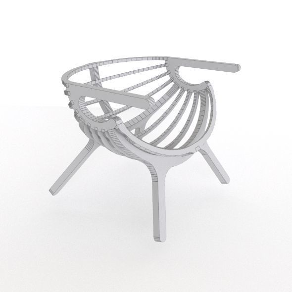 Wood armchair 3D model_5