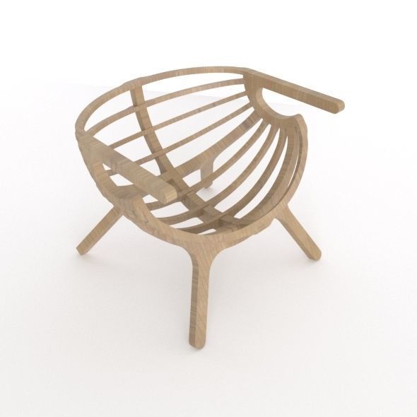 Wood armchair 3D model_4