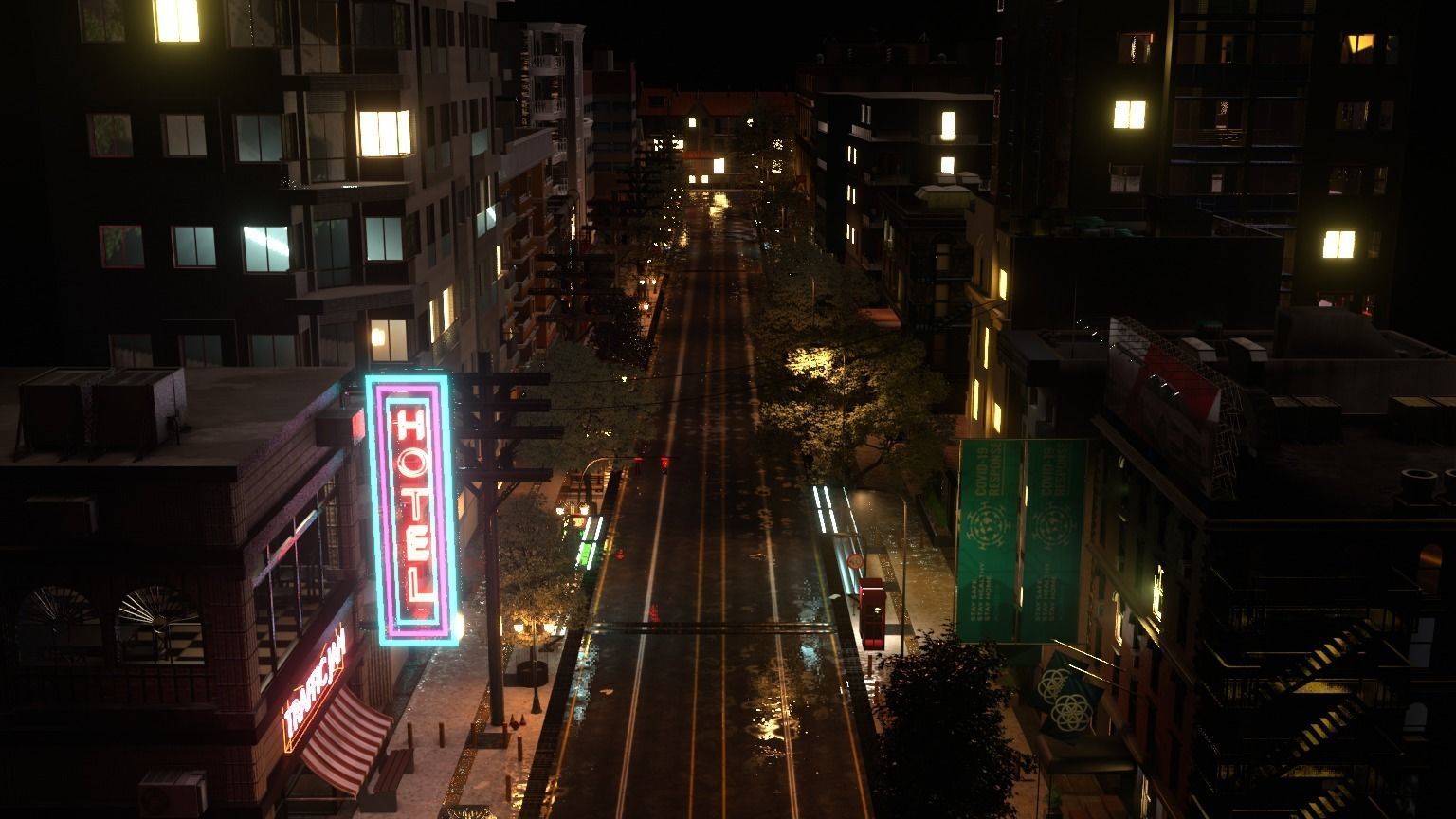 City street  Low-poly 3D model_10