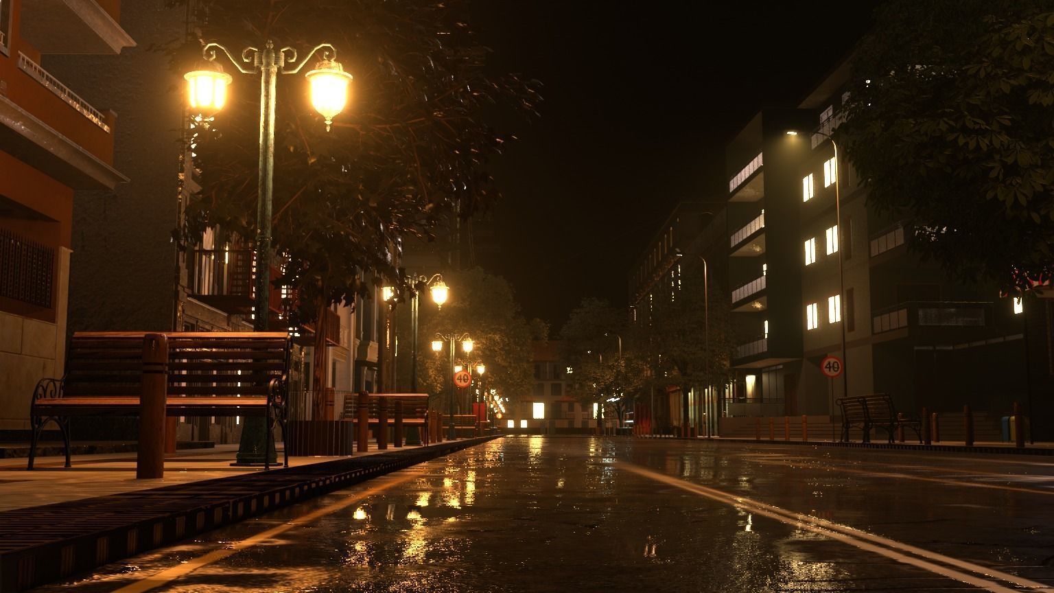 City street  Low-poly 3D model_7