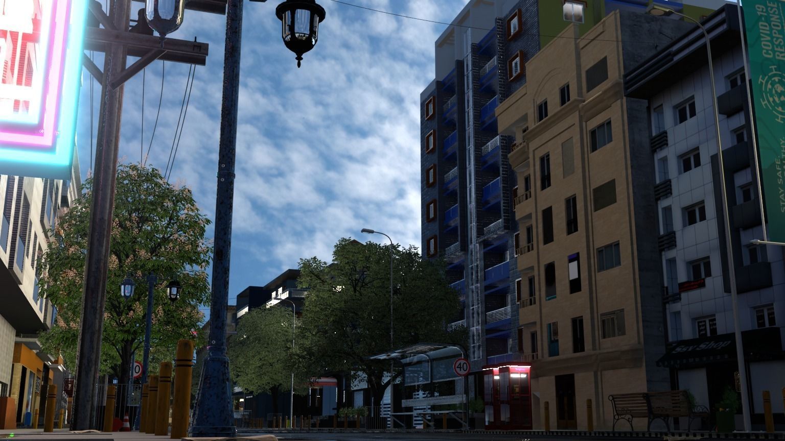 City street  Low-poly 3D model_1