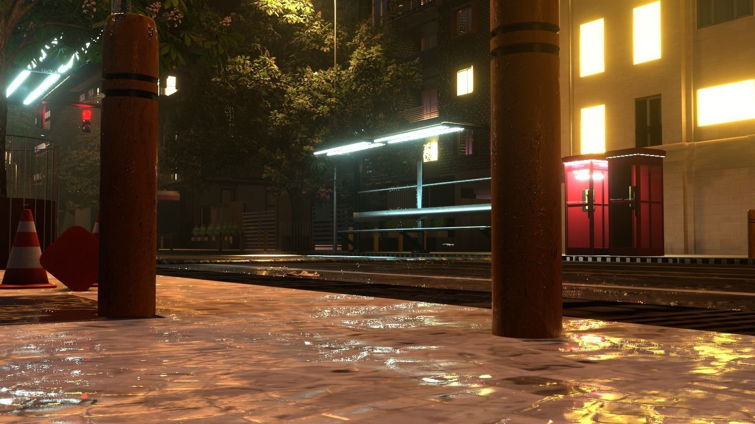 City street  Low-poly 3D model_5