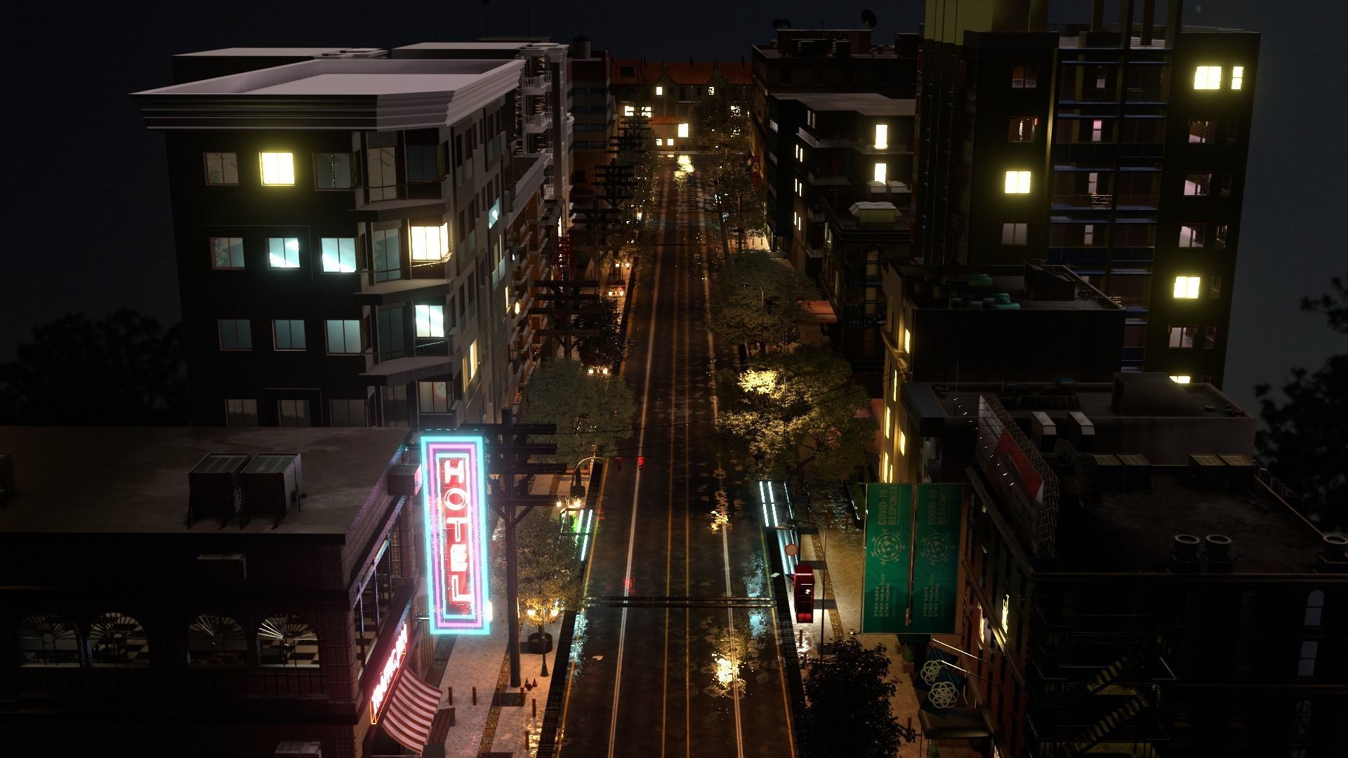 City street  Low-poly 3D model_8