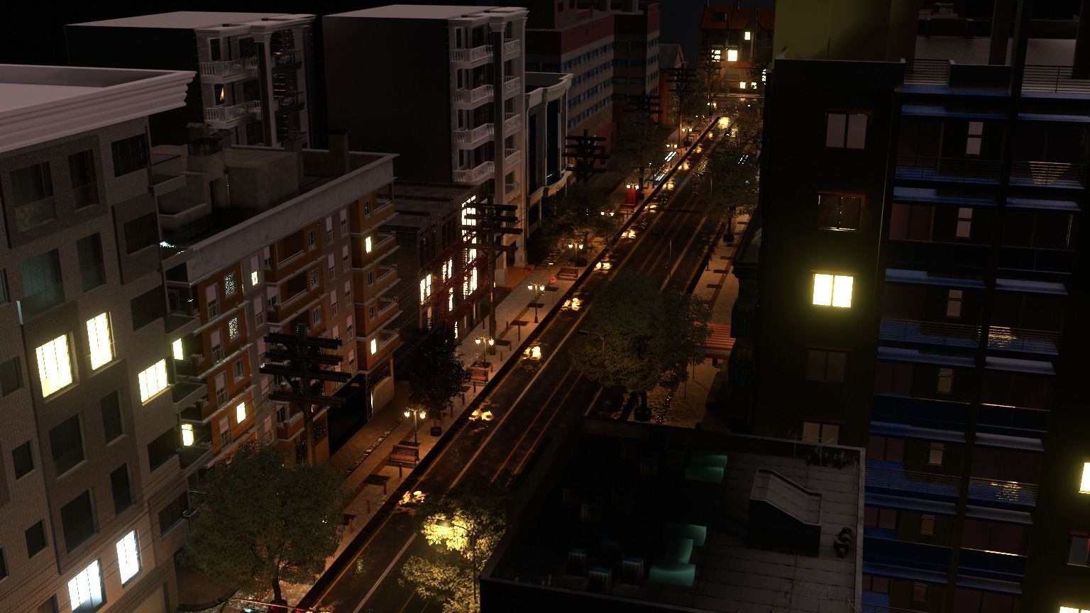 City street  Low-poly 3D model_12