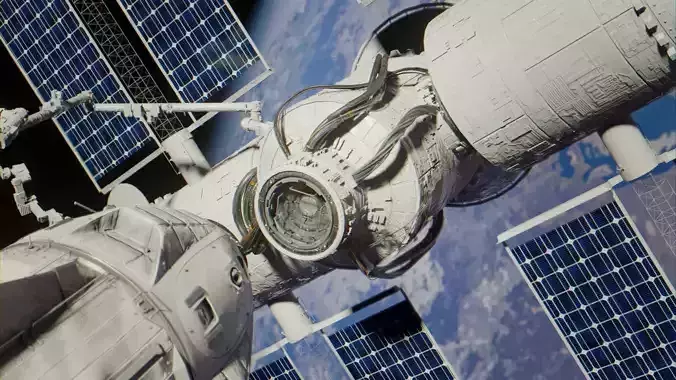Docking spaceship animation Low-poly 3D model