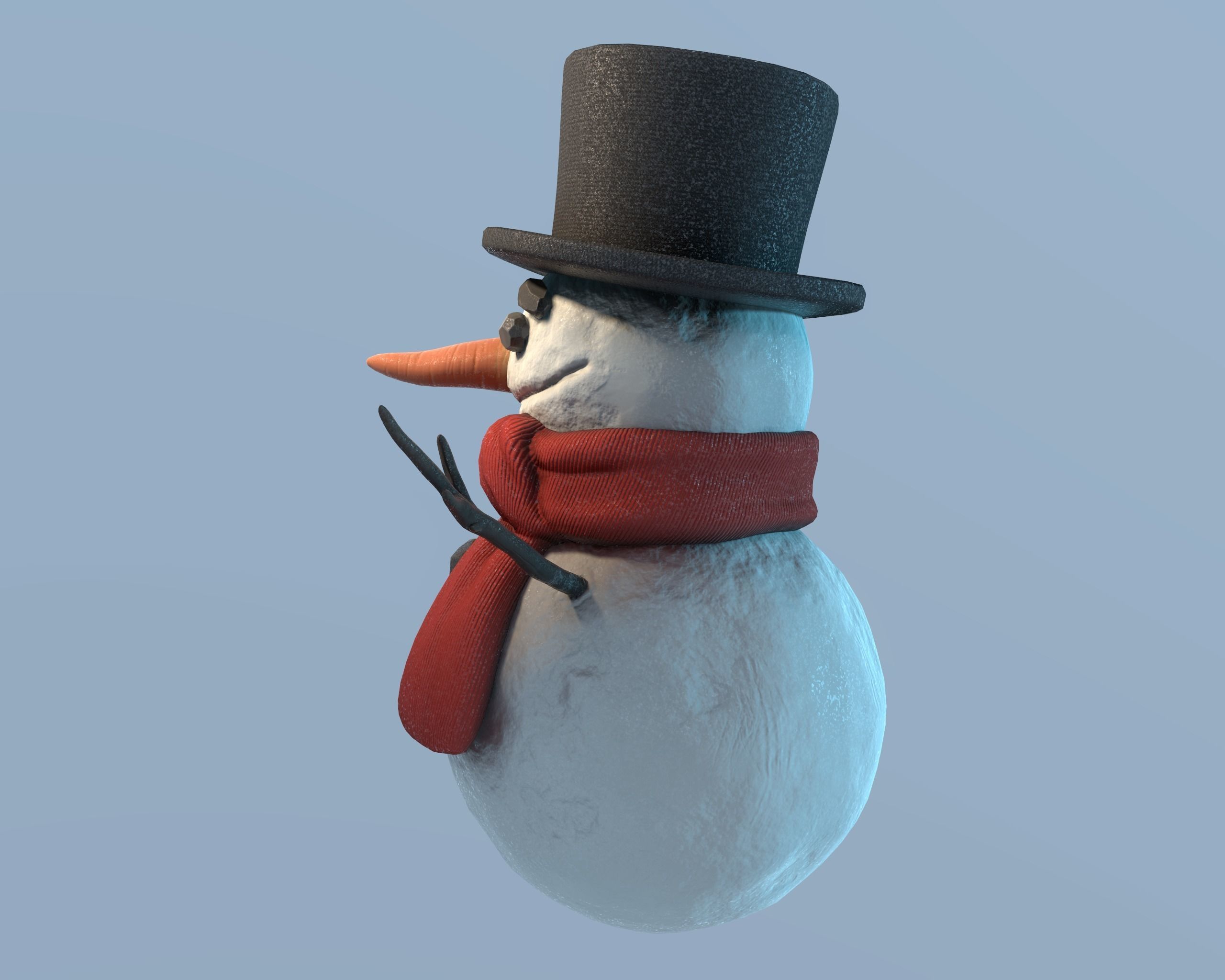 Snowman Low-poly 3D model_4