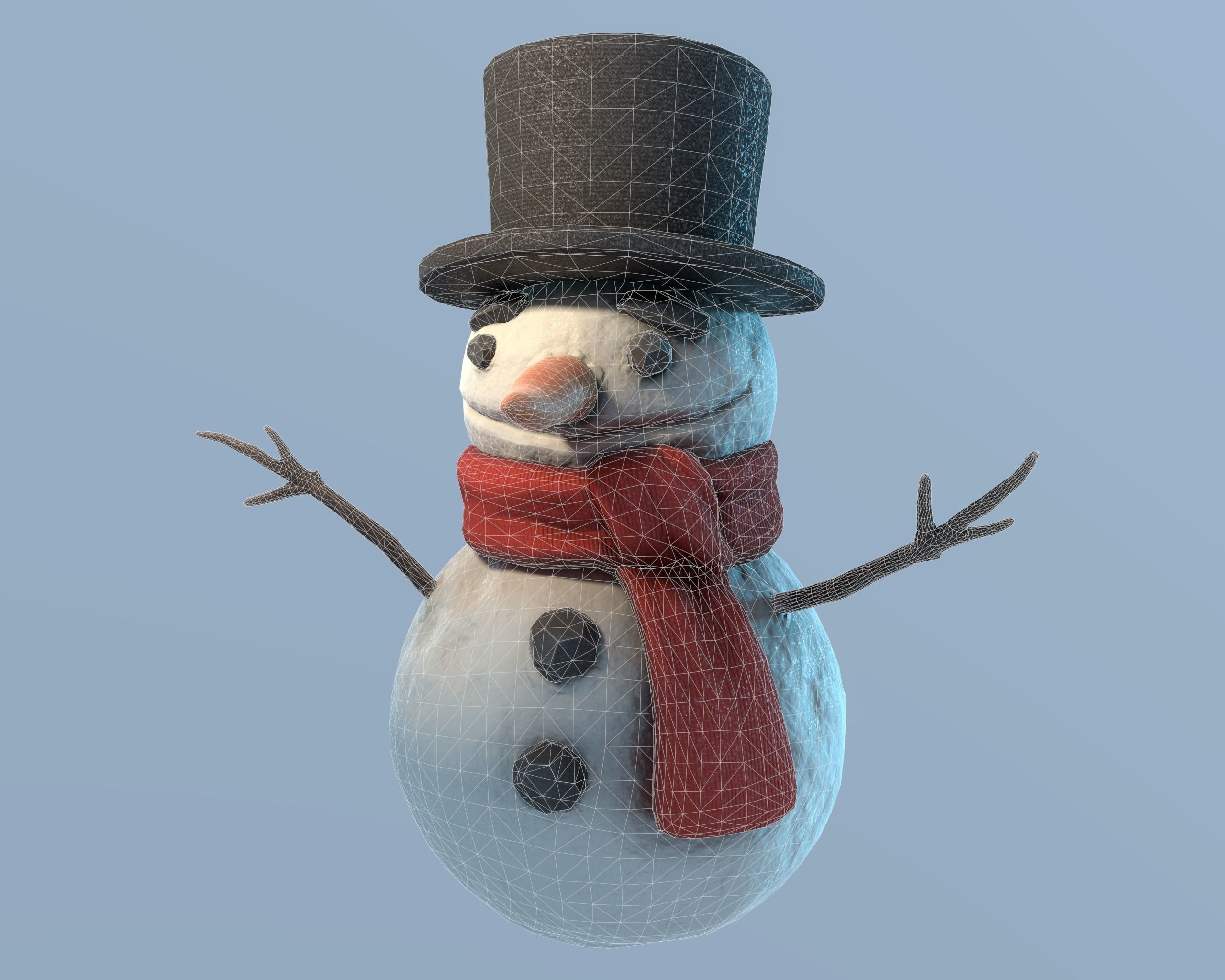 Snowman Low-poly 3D model_2