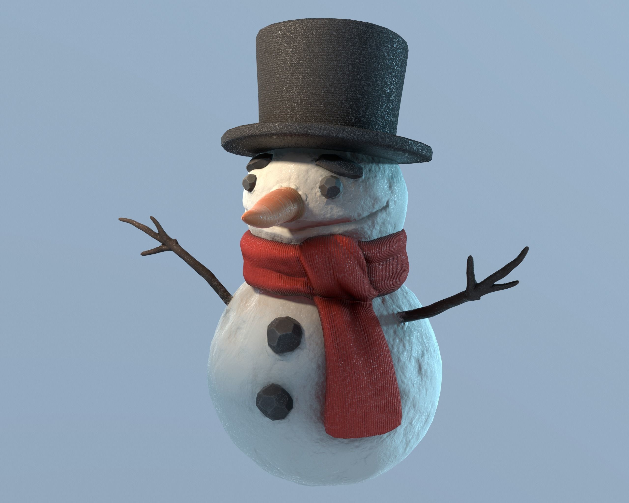 Snowman Low-poly 3D model_0