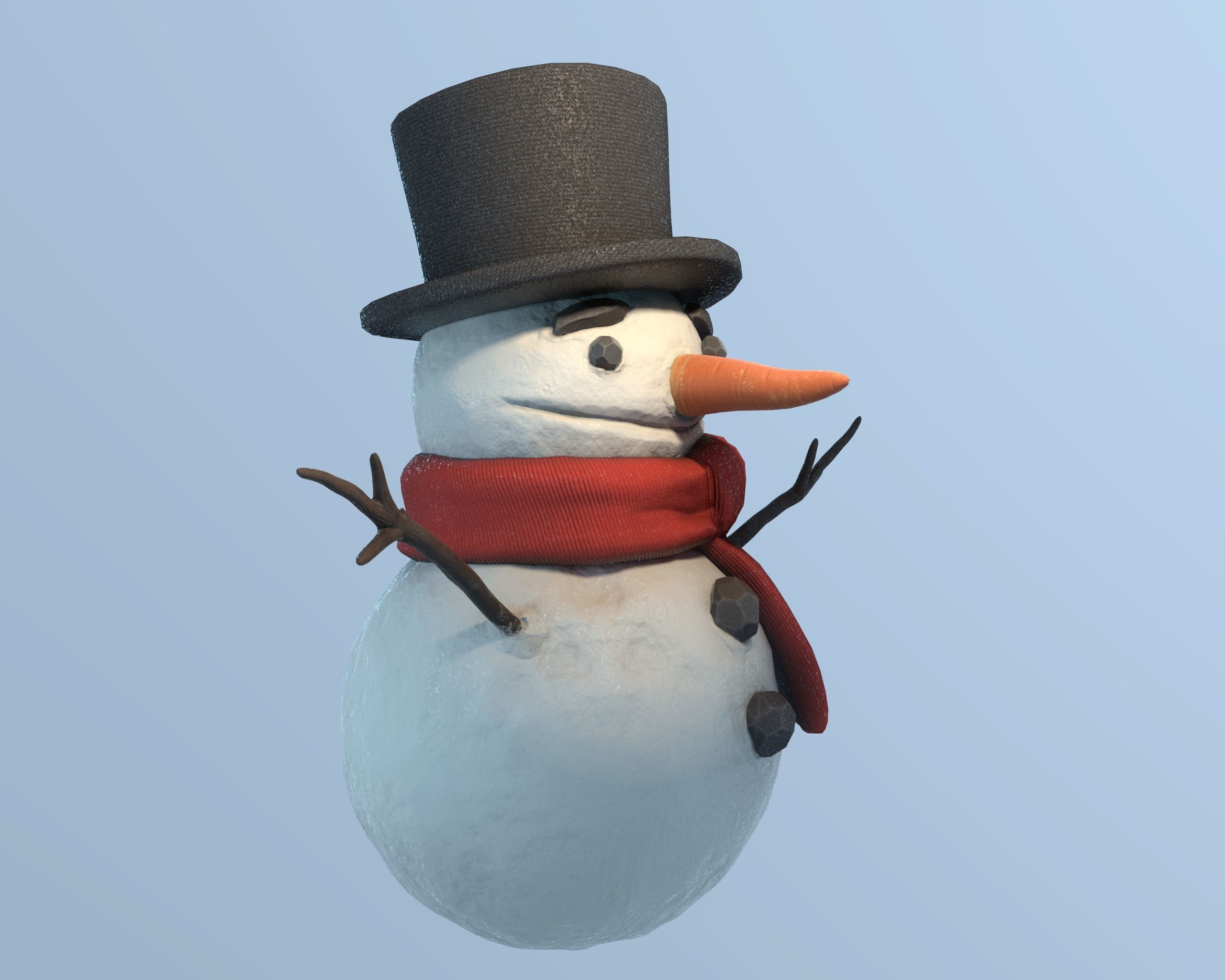 Snowman Low-poly 3D model_3