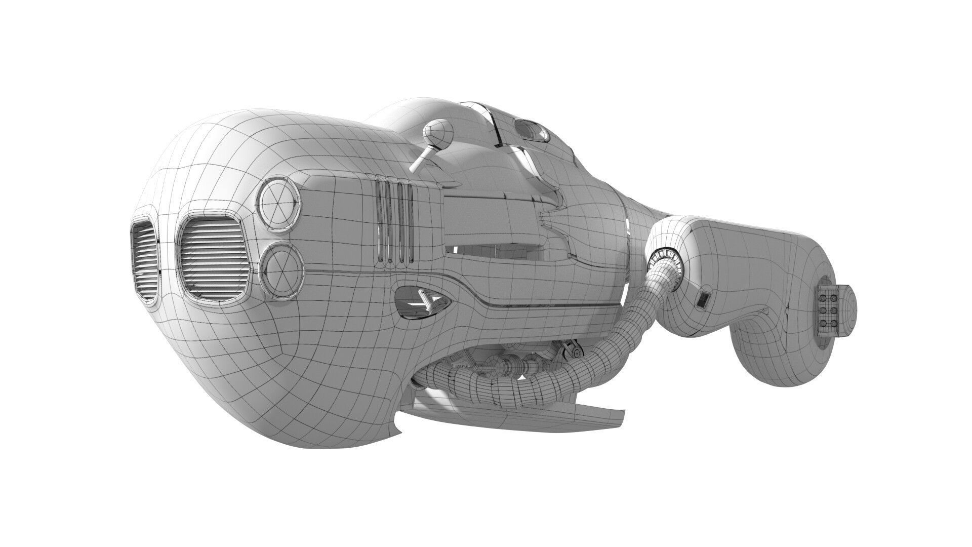 Spaceship Post apocalyptic 3D model_2