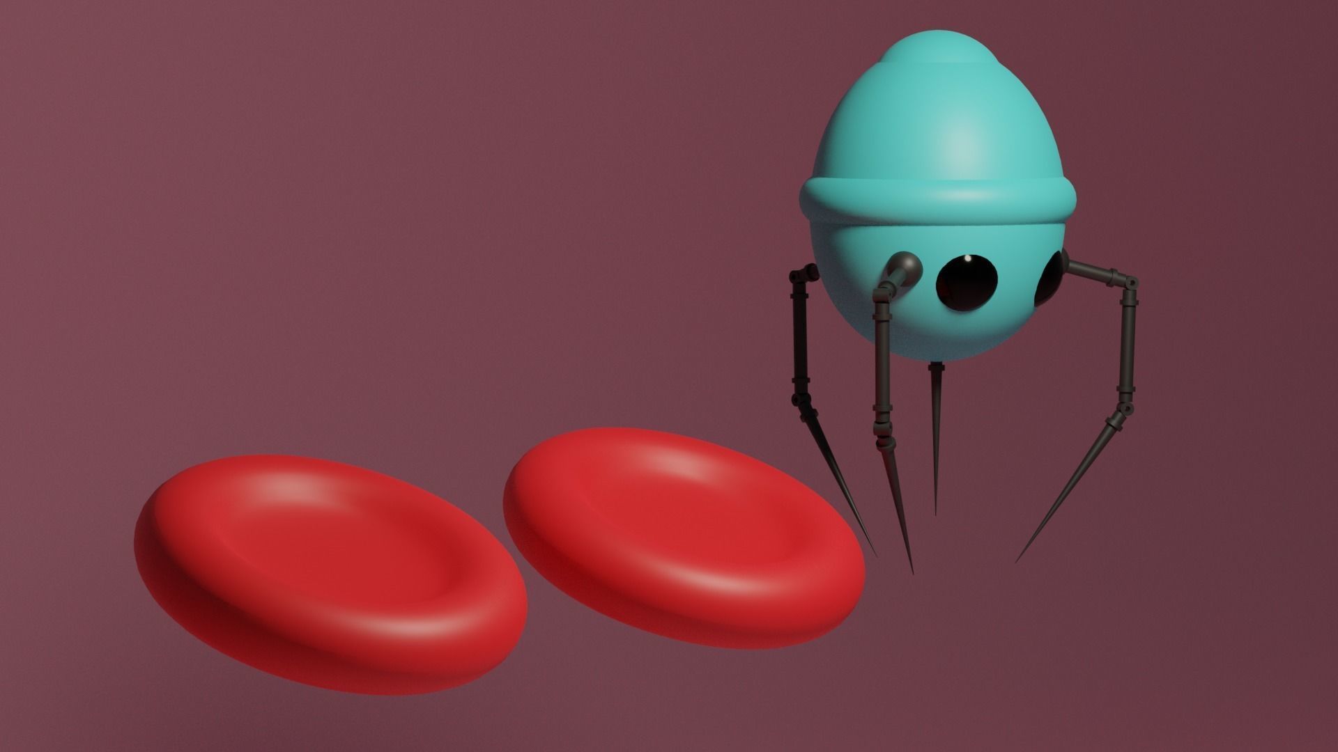 Nanobot and Red Blood Cells Low-poly 3D model_4