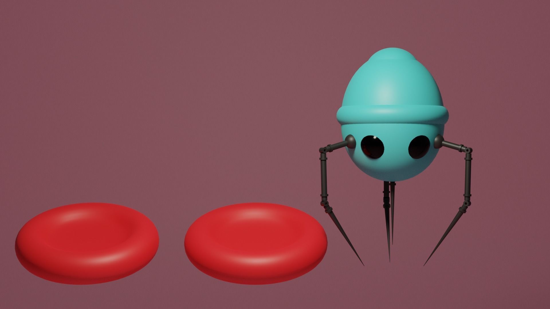 Nanobot and Red Blood Cells Low-poly 3D model_1