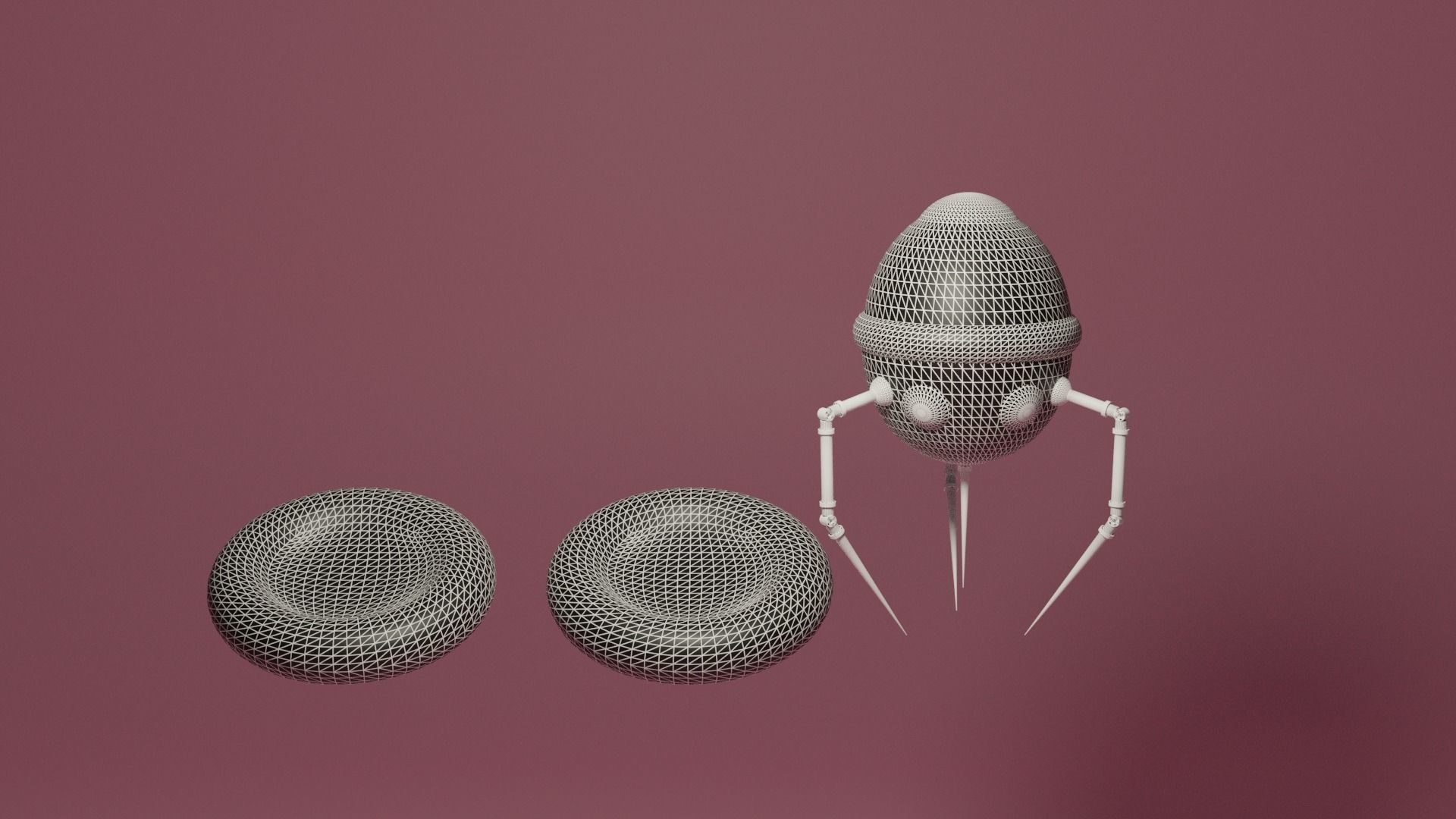 Nanobot and Red Blood Cells Low-poly 3D model_5