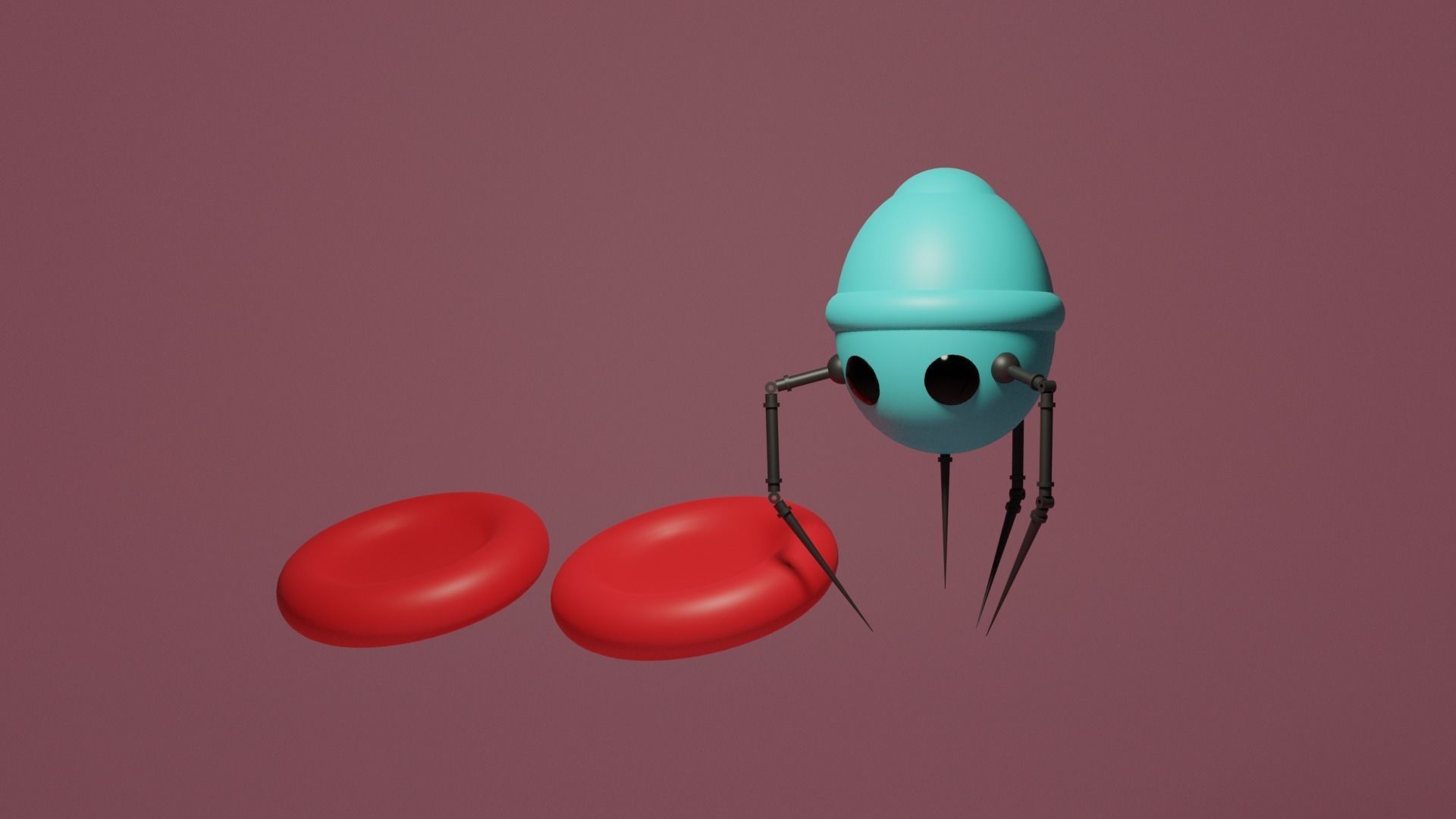 Nanobot and Red Blood Cells Low-poly 3D model_7