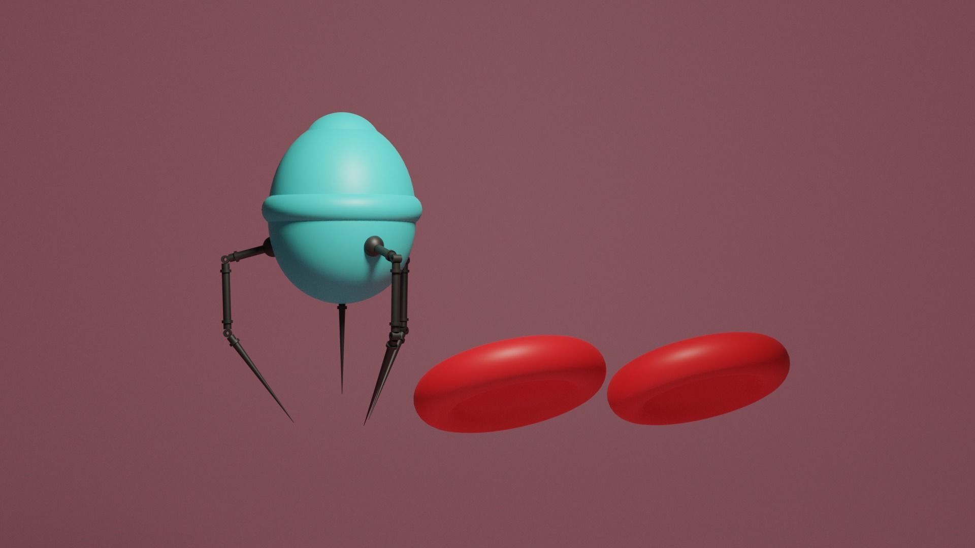Nanobot and Red Blood Cells Low-poly 3D model_11