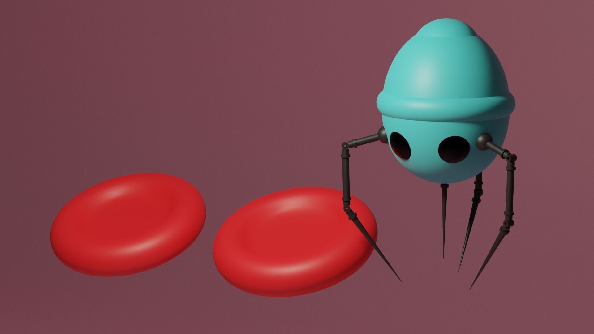 Nanobot and Red Blood Cells Low-poly 3D model_2