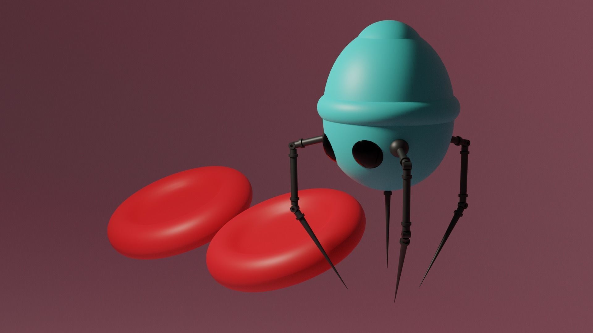 Nanobot and Red Blood Cells Low-poly 3D model_3