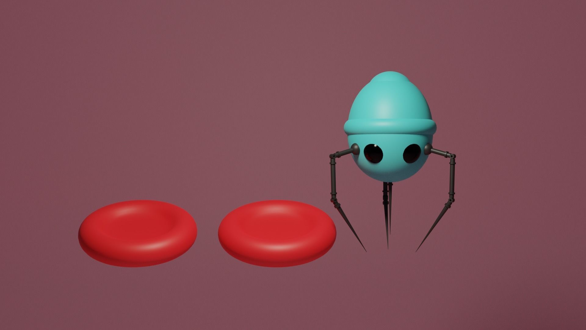 Nanobot and Red Blood Cells Low-poly 3D model_6