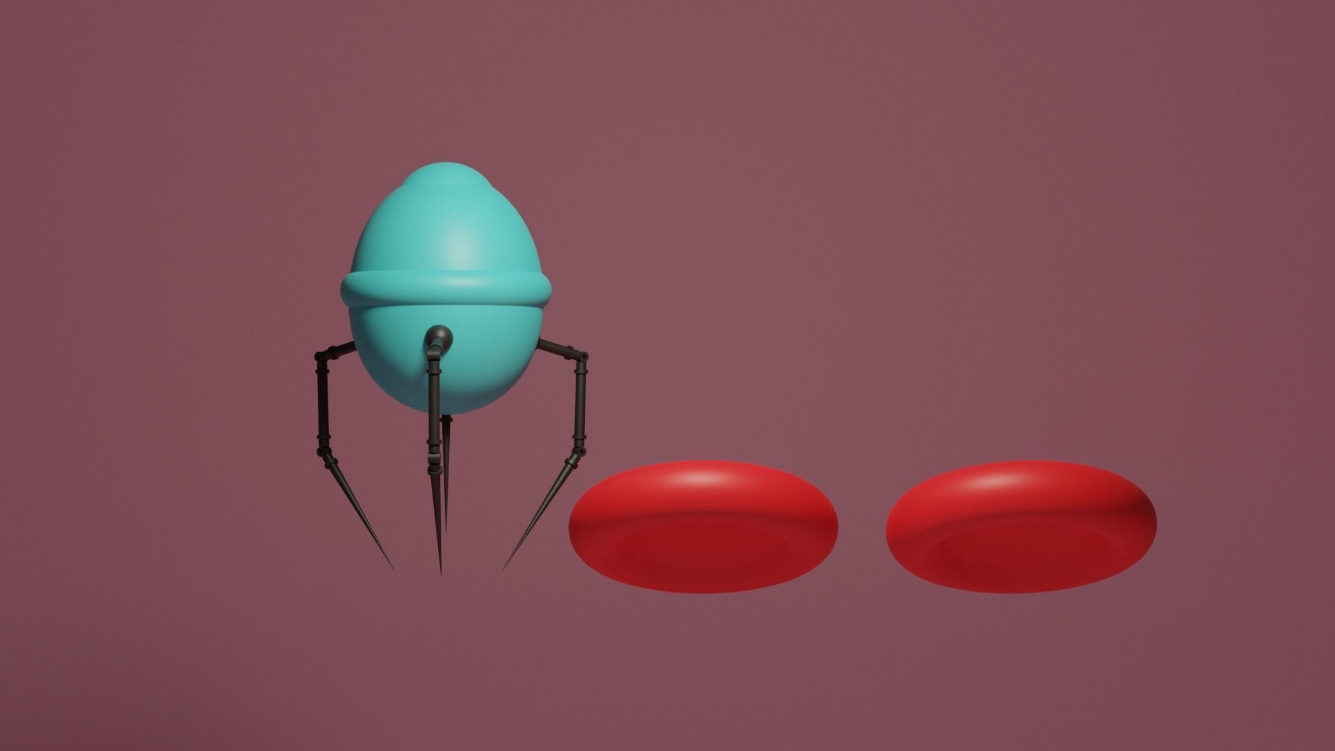 Nanobot and Red Blood Cells Low-poly 3D model_12