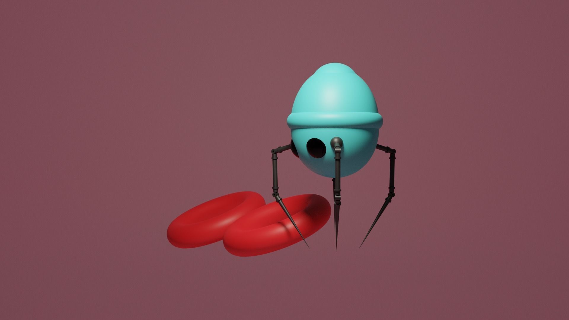 Nanobot and Red Blood Cells Low-poly 3D model_8