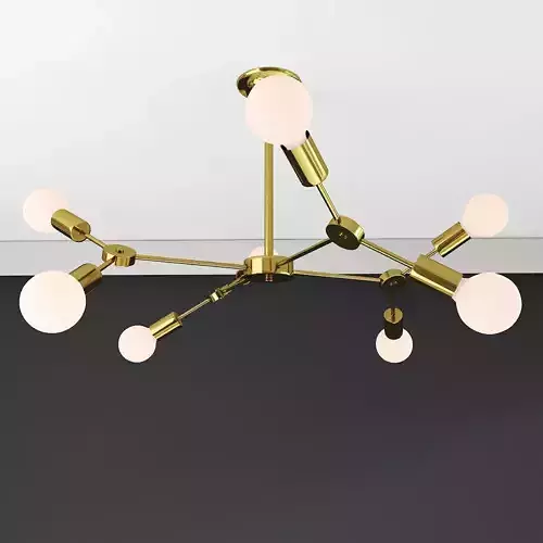 Industrial Semi Flush Ceiling Light with 8 Lights