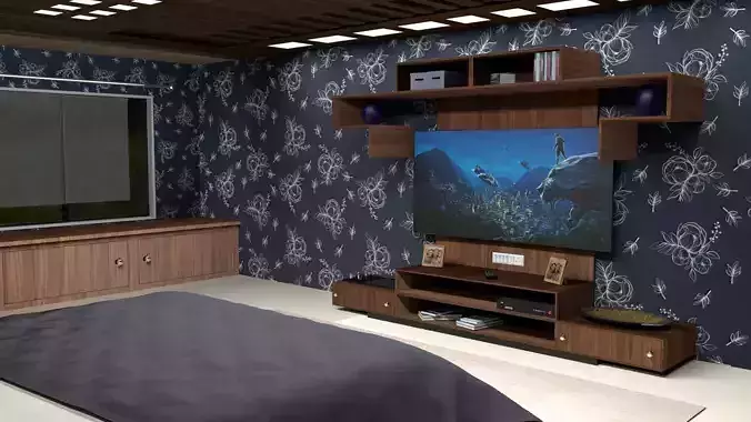 Bedroom Render With texture and lighting