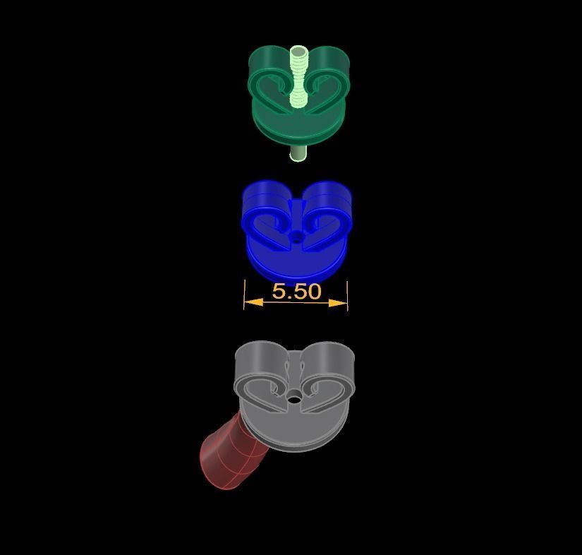 HEART SHAPE EARRING BACK SET MIX SIZE 3D print model_7