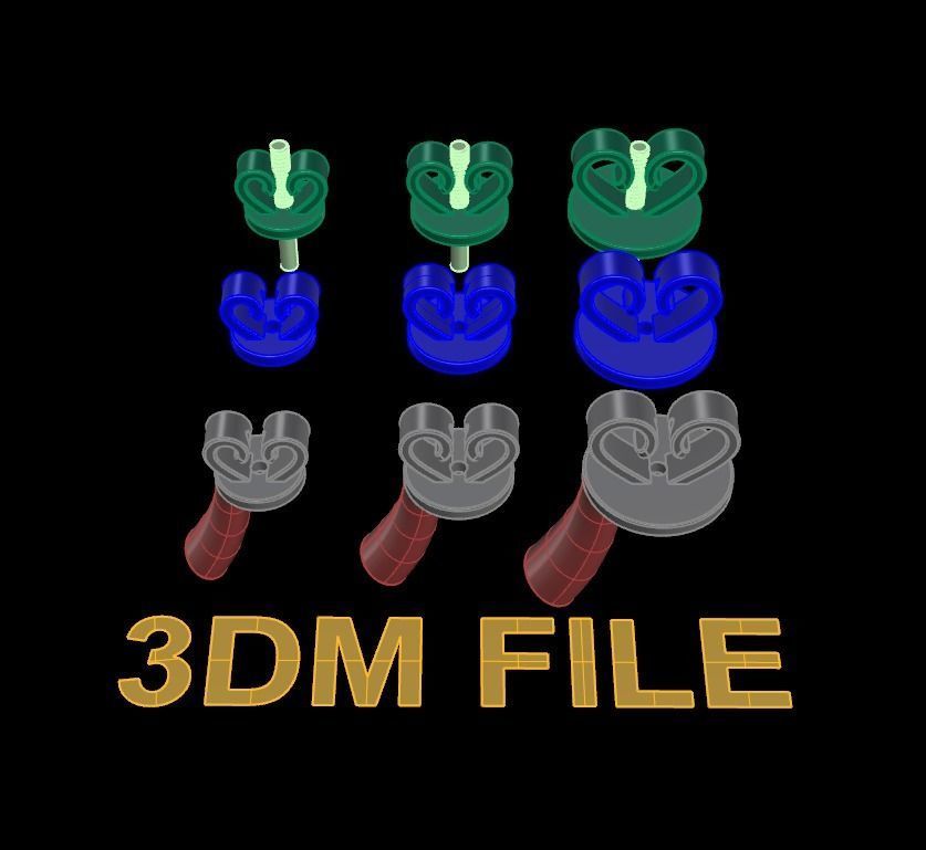 HEART SHAPE EARRING BACK SET MIX SIZE 3D print model_10