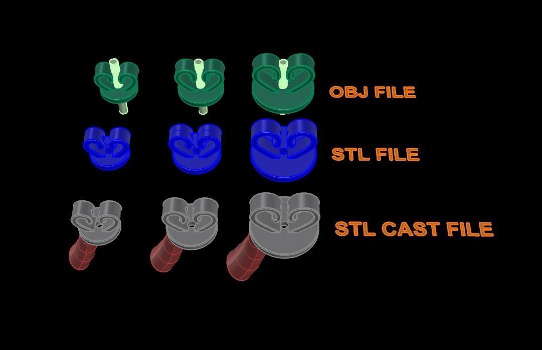 HEART SHAPE EARRING BACK SET MIX SIZE 3D print model_11