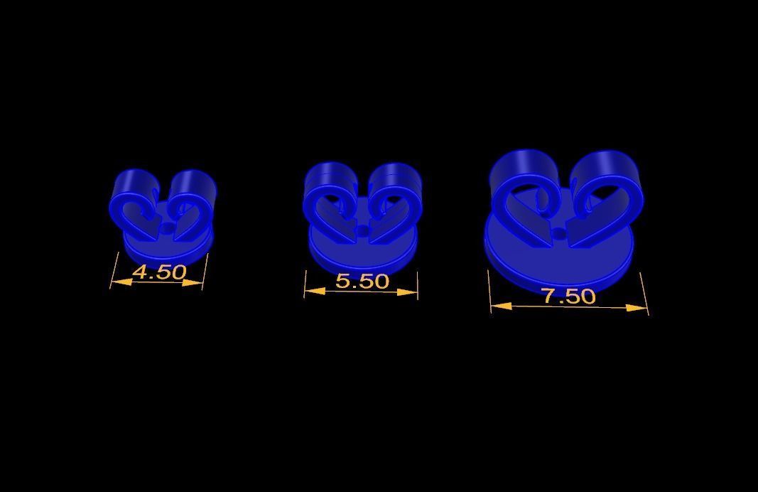 HEART SHAPE EARRING BACK SET MIX SIZE 3D print model_9