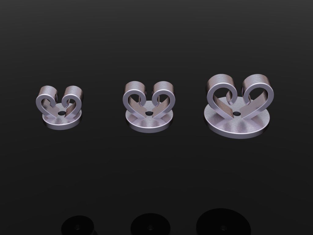 HEART SHAPE EARRING BACK SET MIX SIZE 3D print model_3