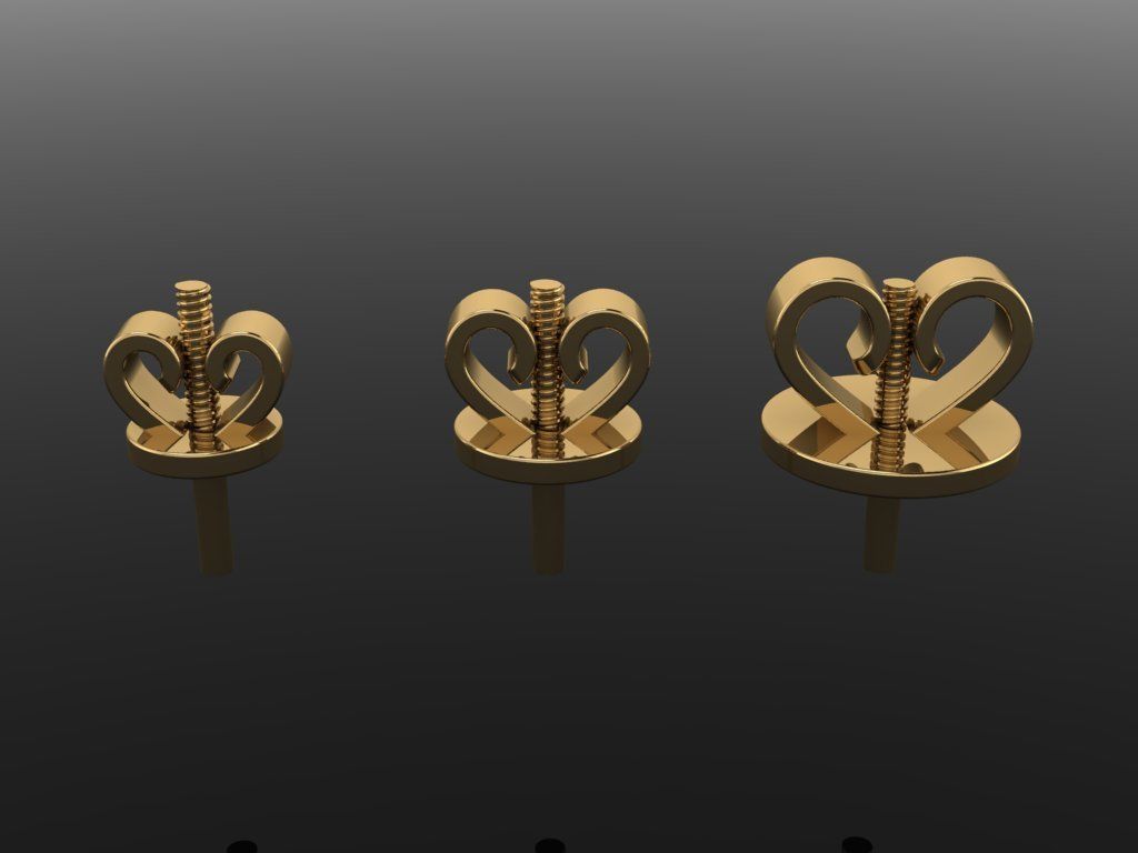 HEART SHAPE EARRING BACK SET MIX SIZE 3D print model_1