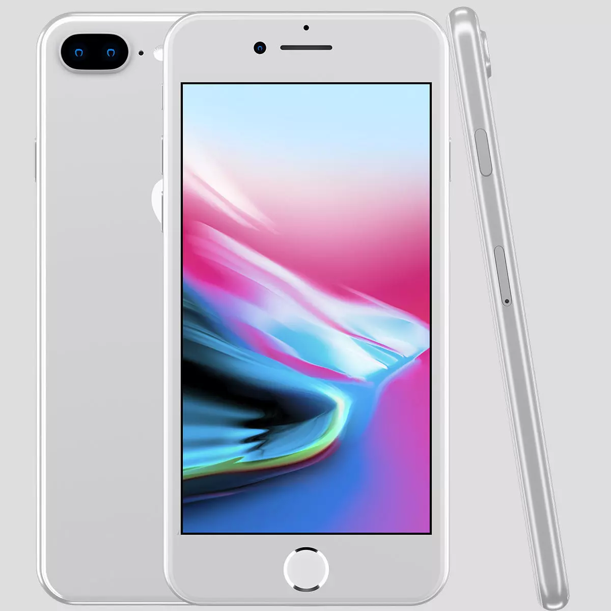 Apple iPhone 8 Plus Silver  Low-poly 3D model_0