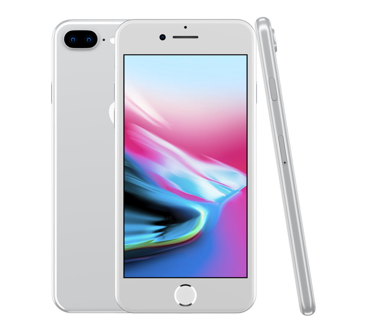 Apple iPhone 8 Plus Silver  Low-poly 3D model_1