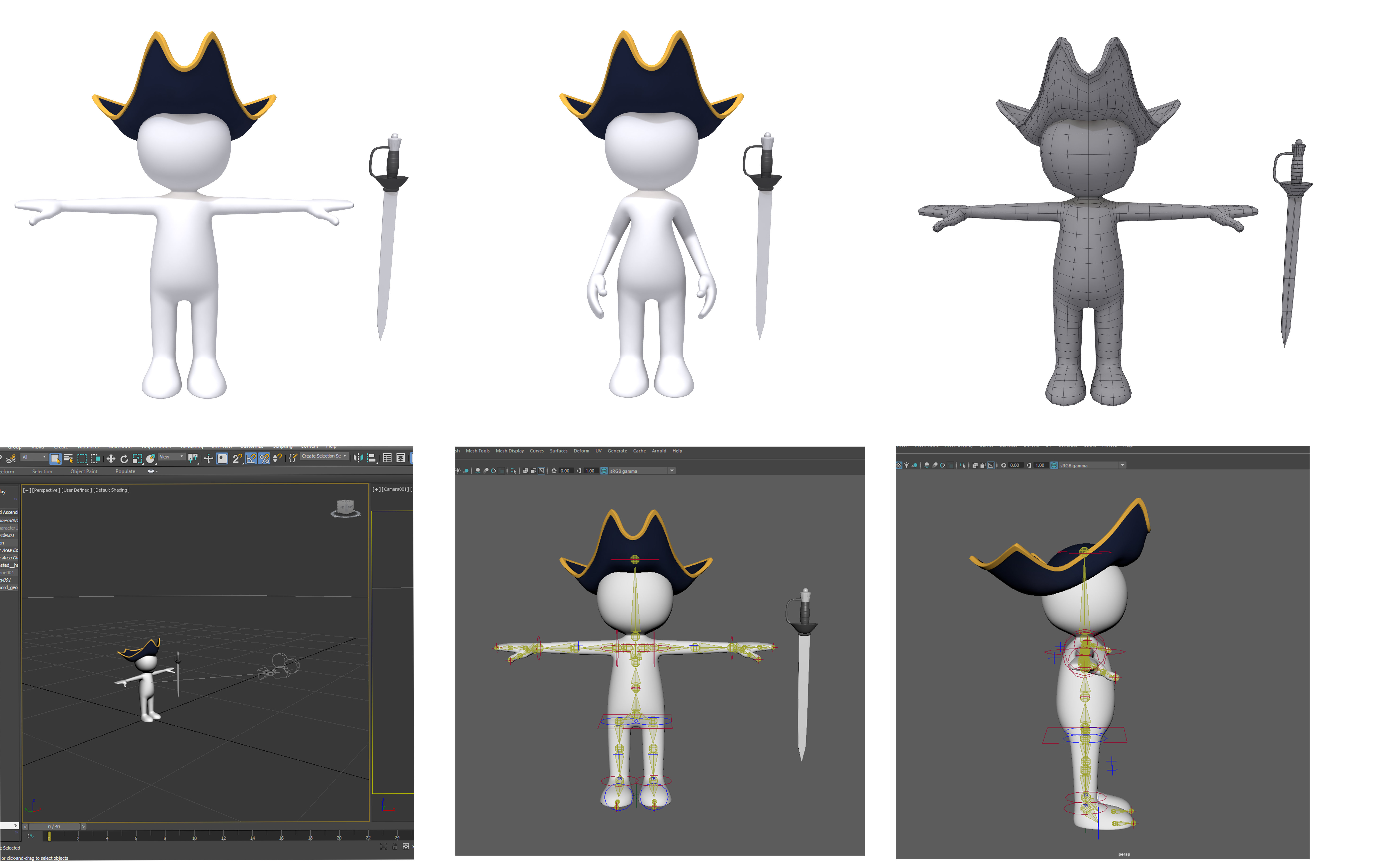Stickman 15 Characters Collection Rigged 3D model_11