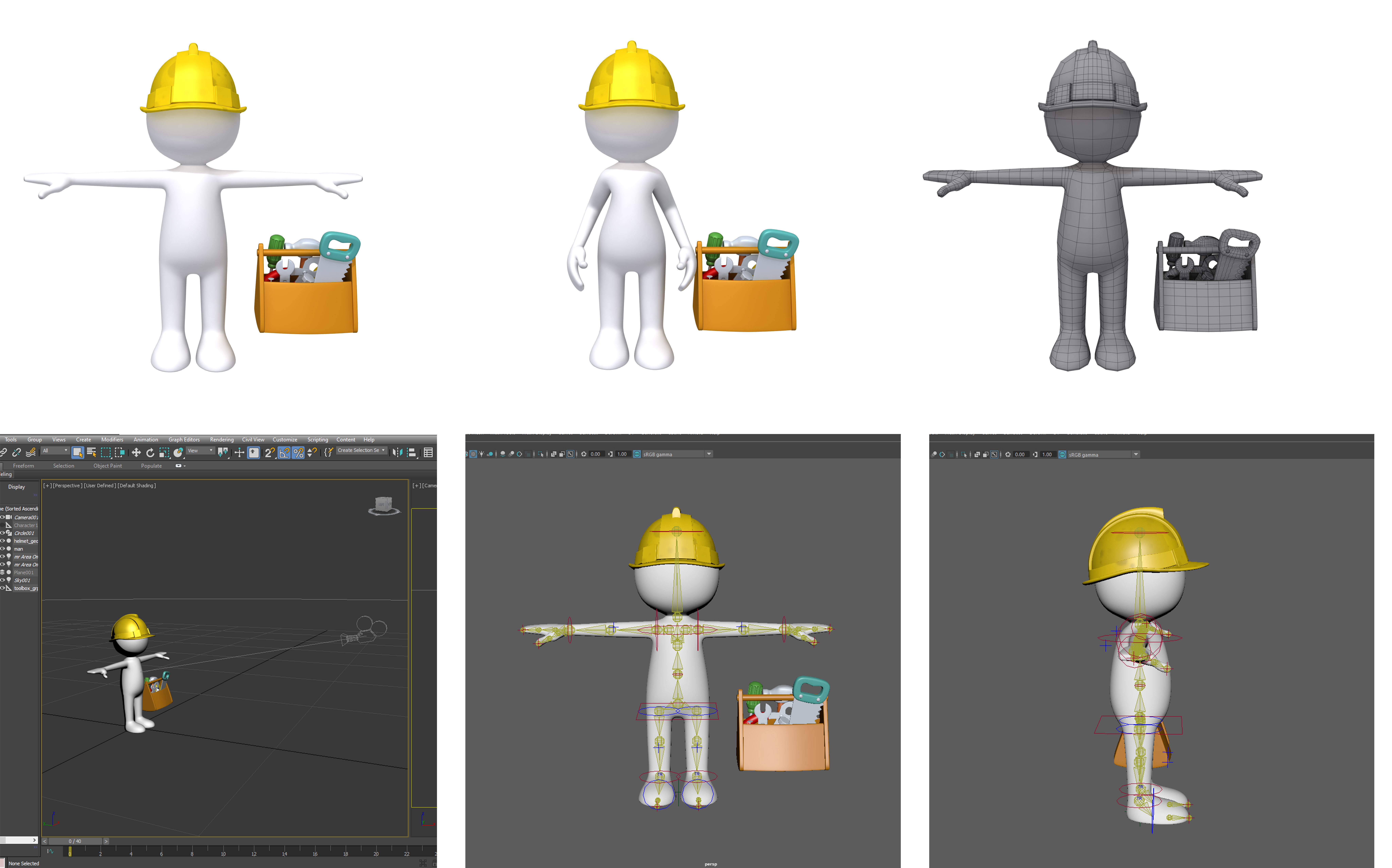 Stickman 15 Characters Collection Rigged 3D model_16