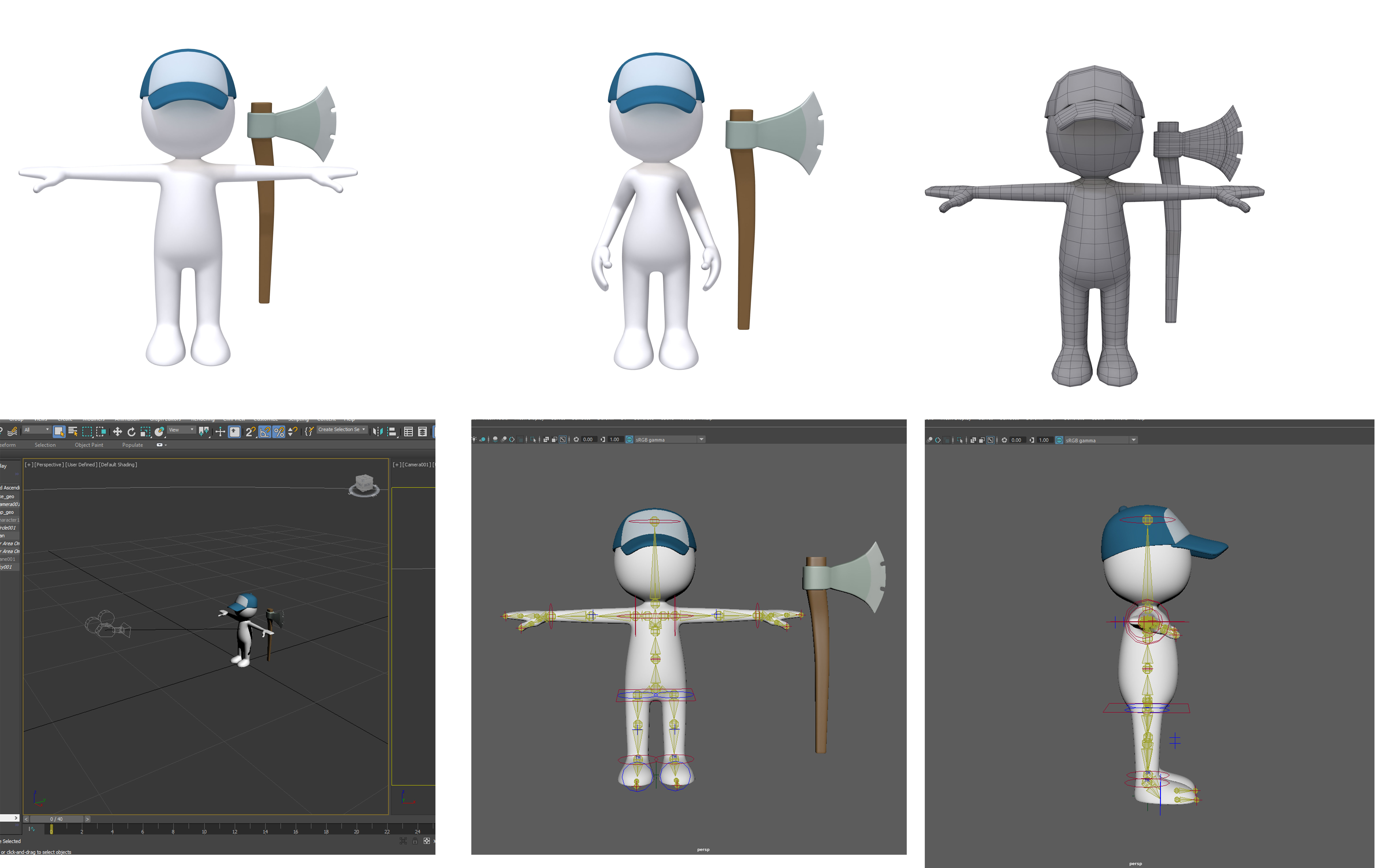 Stickman 15 Characters Collection Rigged 3D model_10