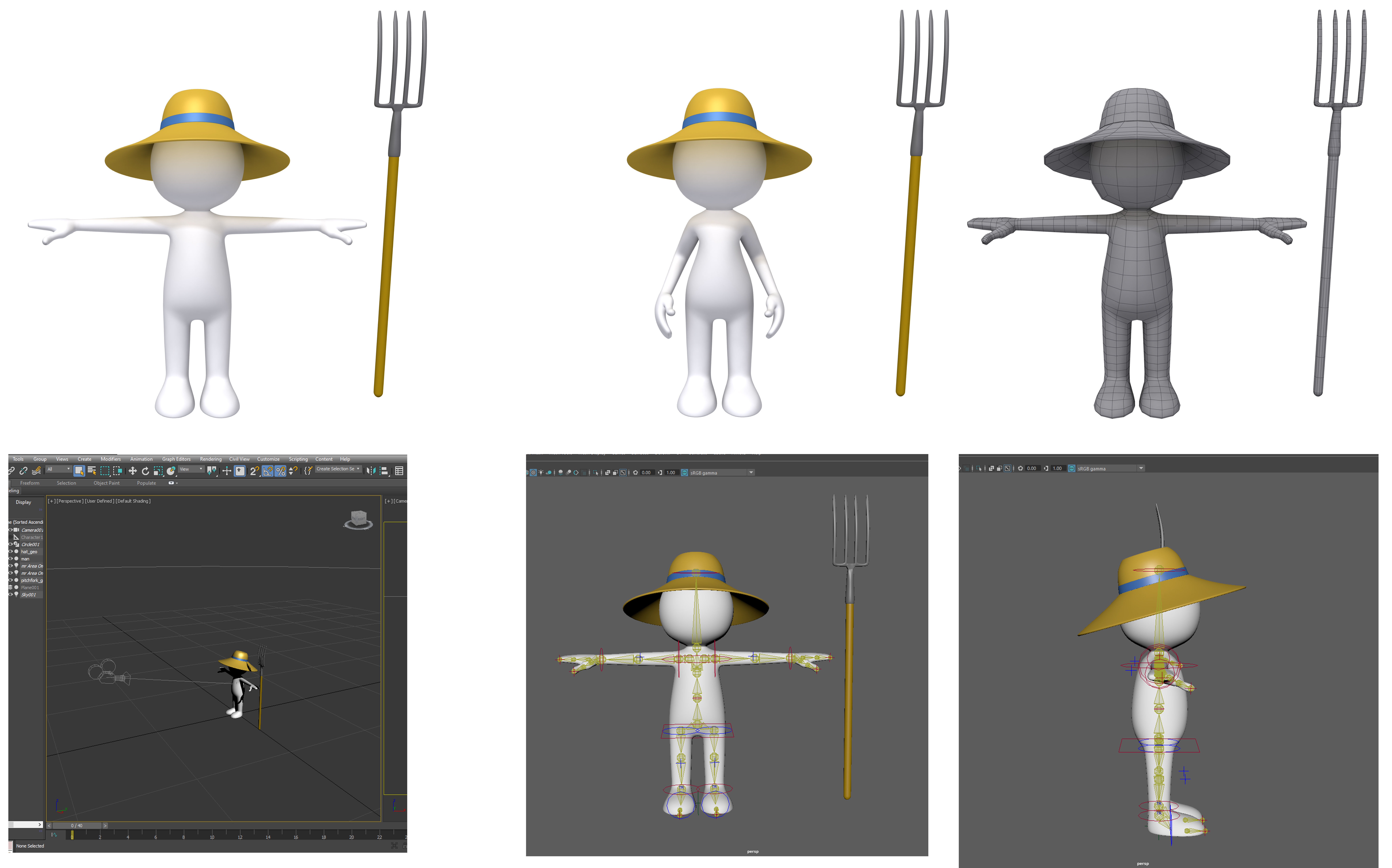 Stickman 15 Characters Collection Rigged 3D model_5