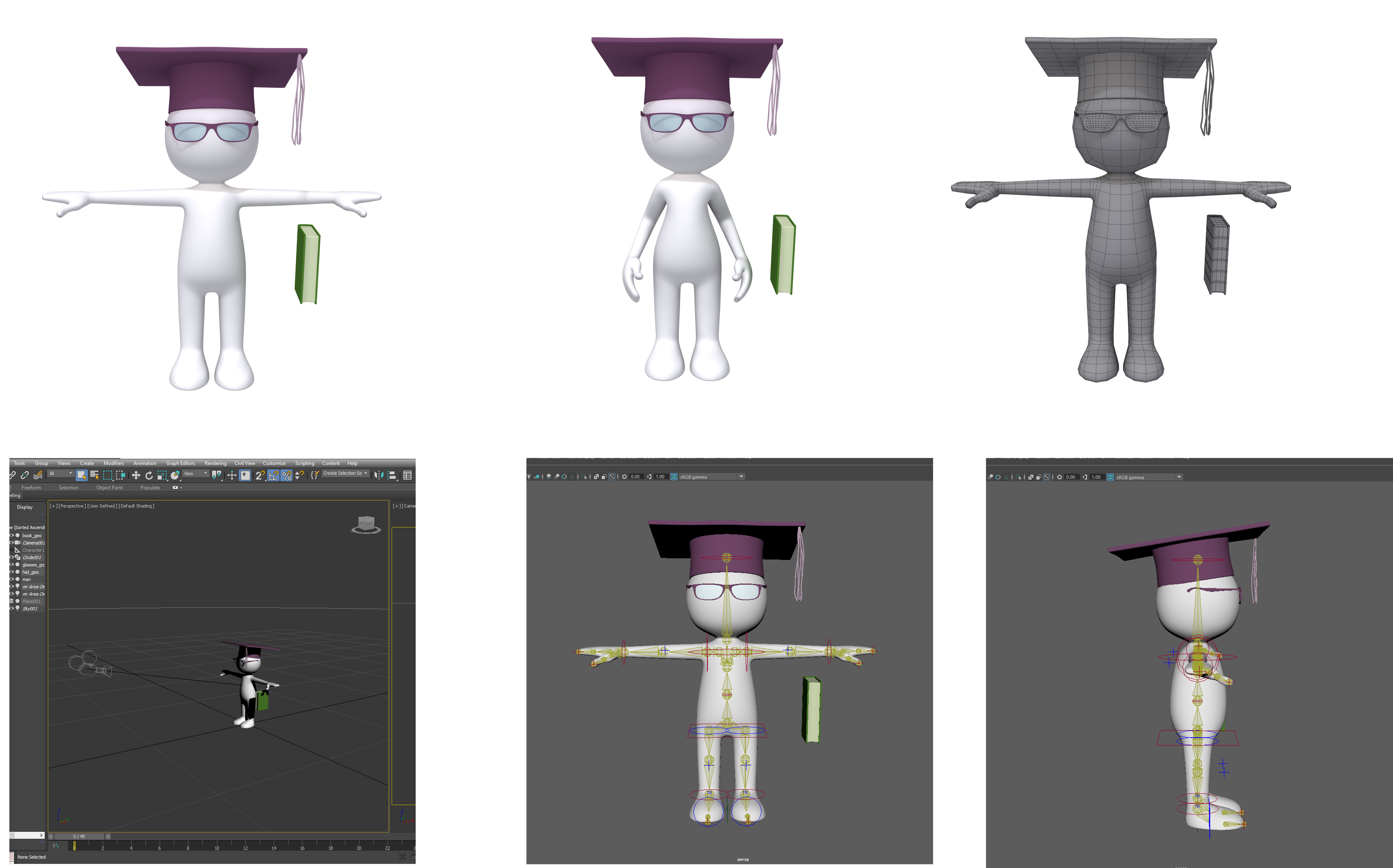 Stickman 15 Characters Collection Rigged 3D model_7
