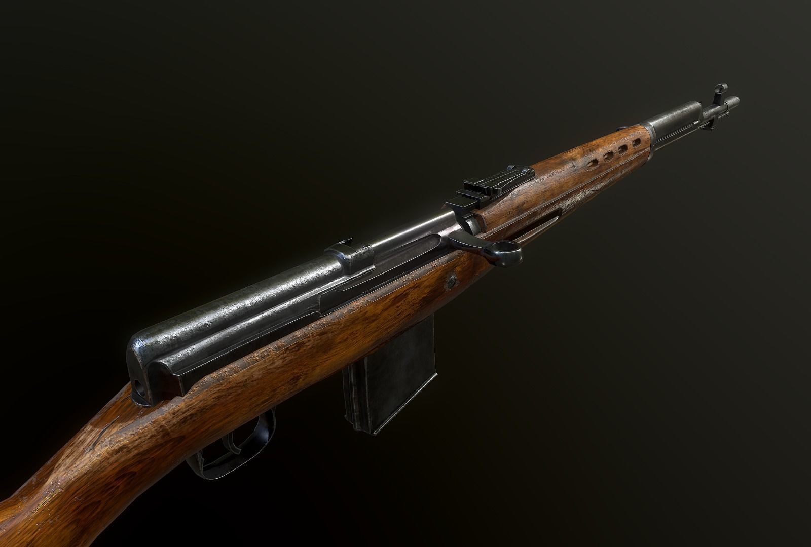 Tokarev SVT rifle Low-poly 3D model_14