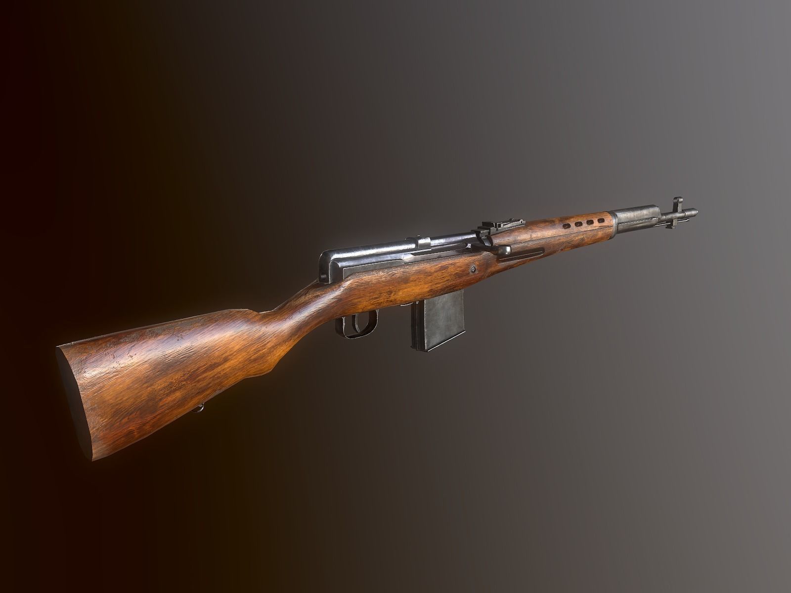 Tokarev SVT rifle Low-poly 3D model_3