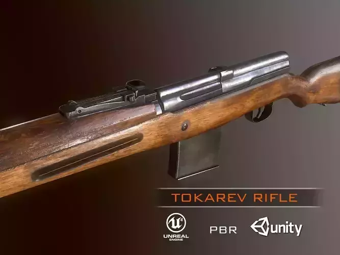 Tokarev SVT rifle  Low-poly 3D model