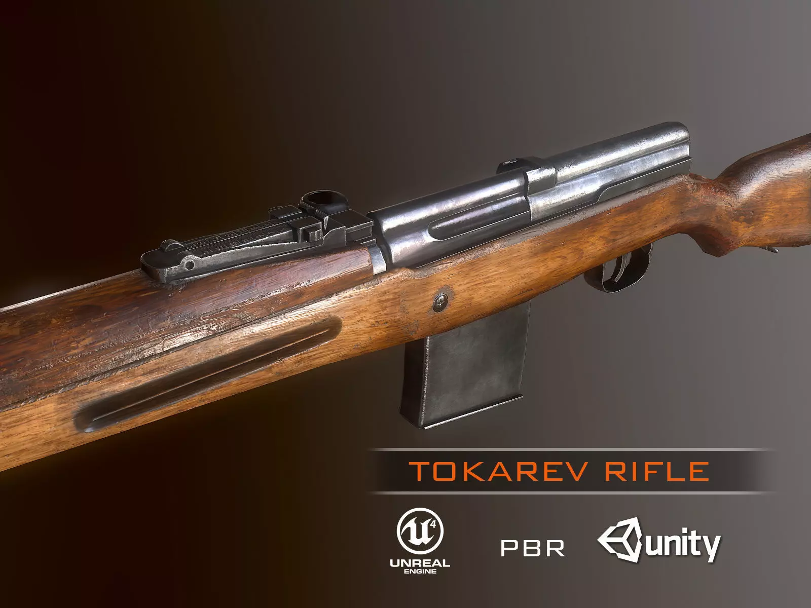 Tokarev SVT rifle Low-poly 3D model_0
