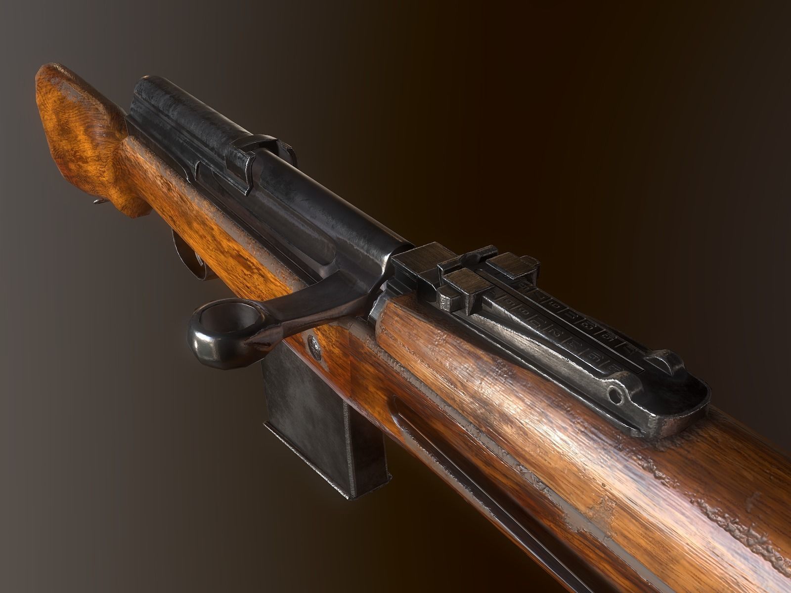 Tokarev SVT rifle Low-poly 3D model_2