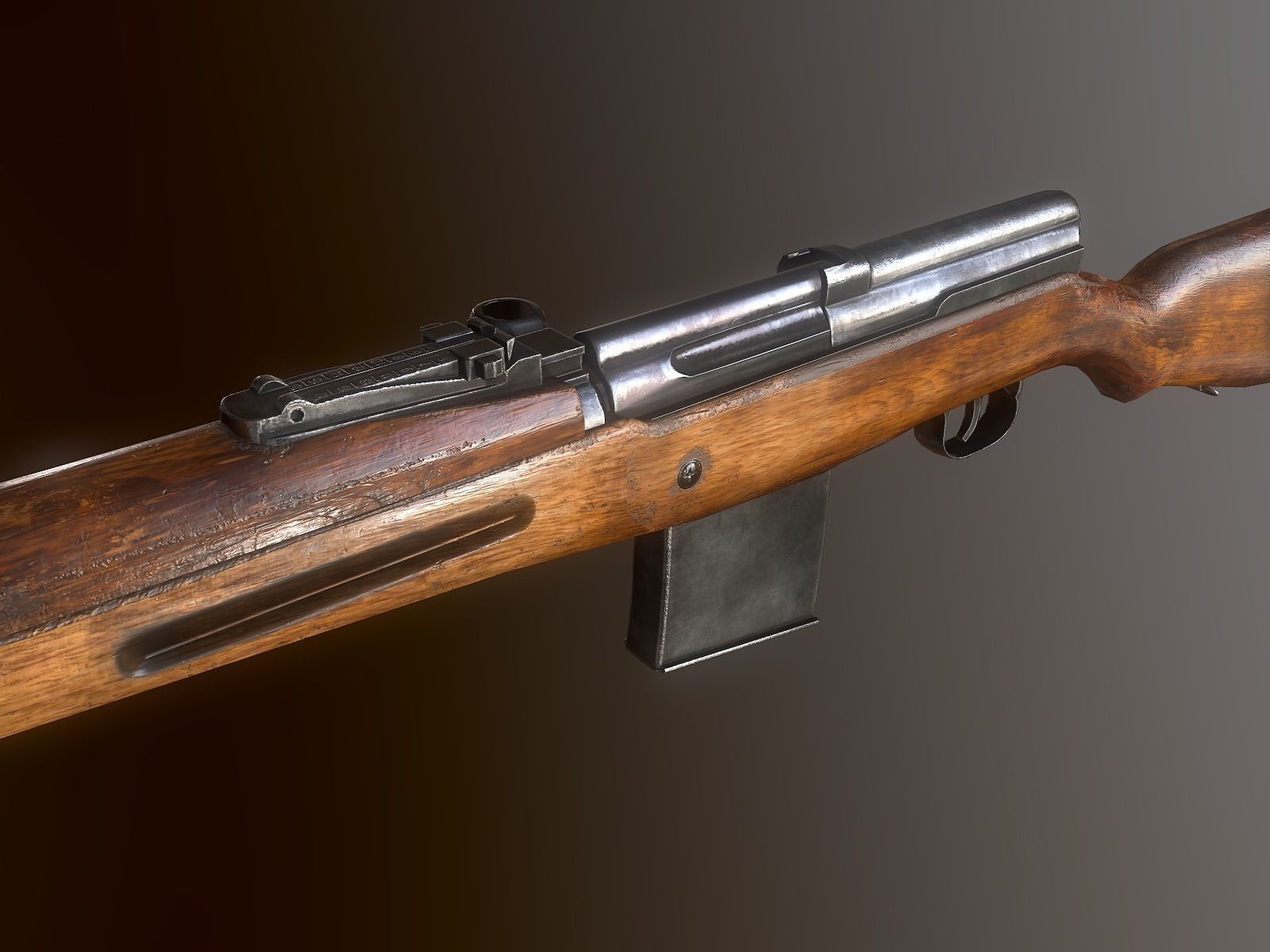 Tokarev SVT rifle Low-poly 3D model_8