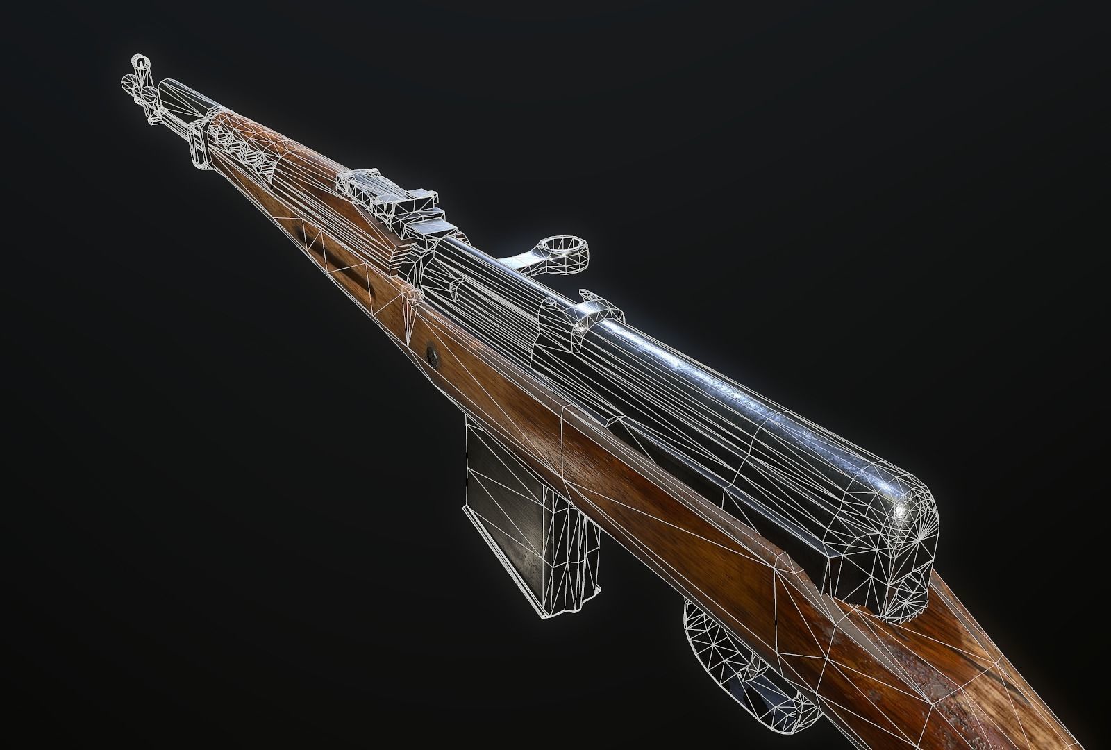 Tokarev SVT rifle Low-poly 3D model_13